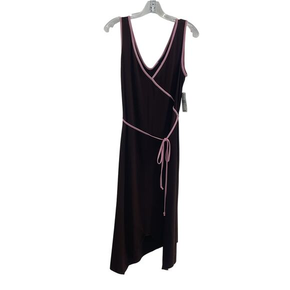 Baranda Dresses & Skirts - Baranda Brown & Pink Trim Women's Wrap Dress XL A-Line New With Tags